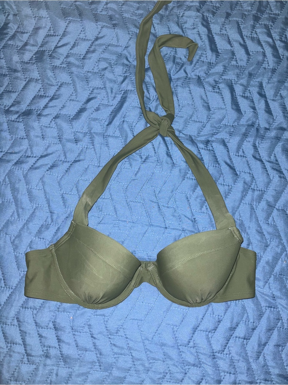 4/$20 Olive Halter Underwire Bikini Top Size 36A